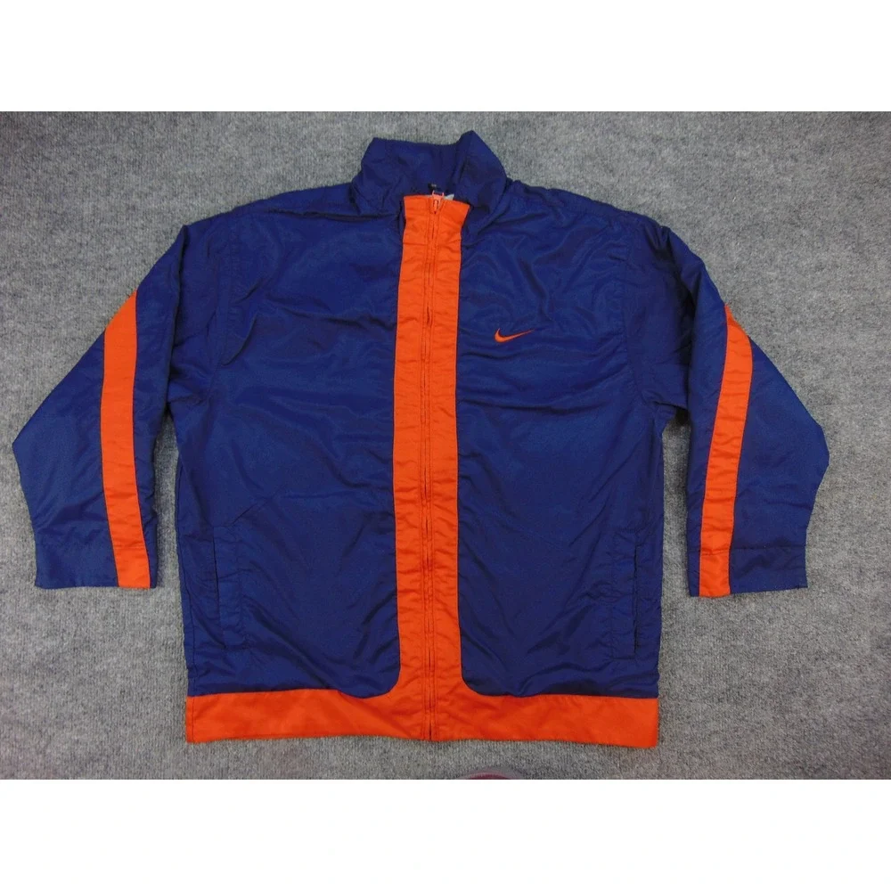 Nike Men's Windbreaker Jacket in Navy Blue and Orange